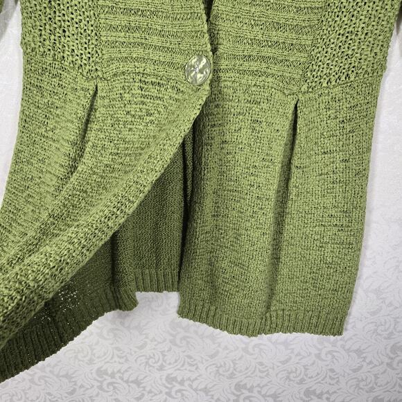 VTG Carole Little Cardigan Sweater sz XL* Green Half Sleeve 1 Button Front - Picture 5 of 14